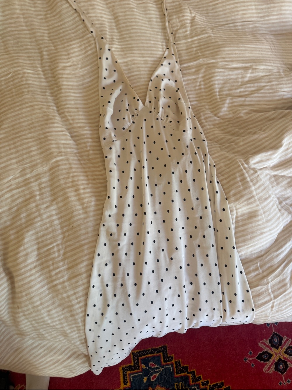 Realisation Par White Slip Dress with Black Polka Dots